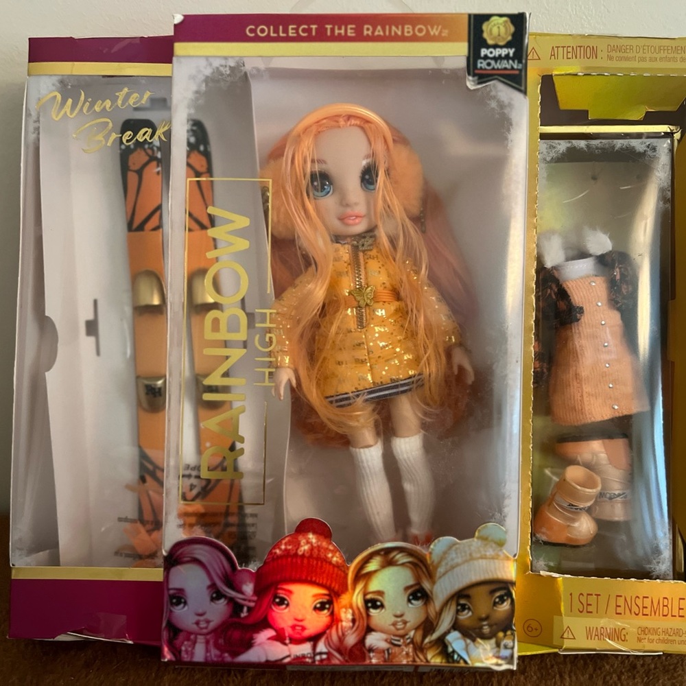Rainbow High Winter Break poppy Rowan Fashion Doll set opened in box 2021